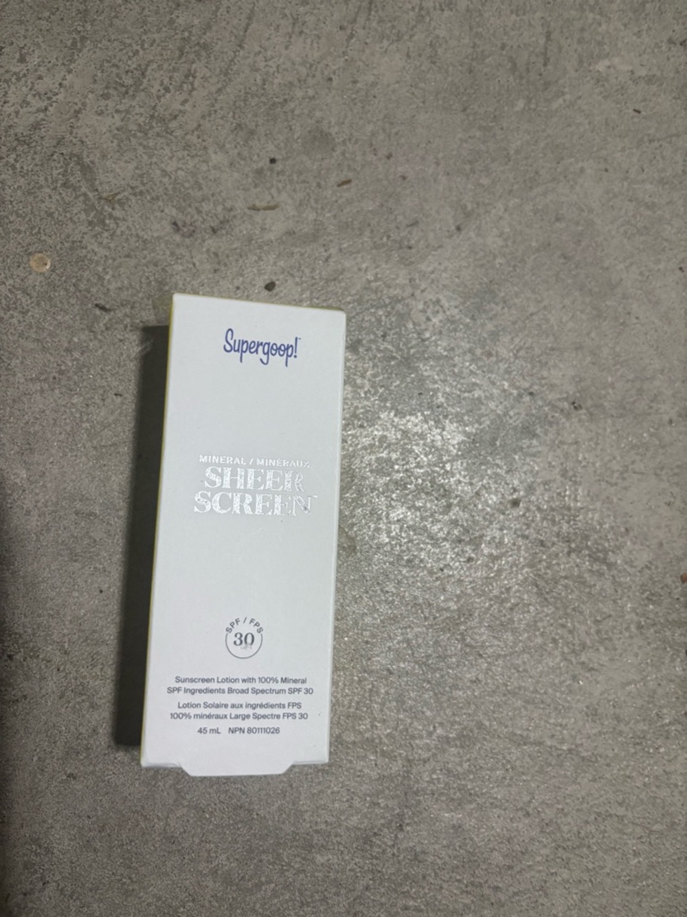Supergoop! White and Gold Retail Box with Barcode